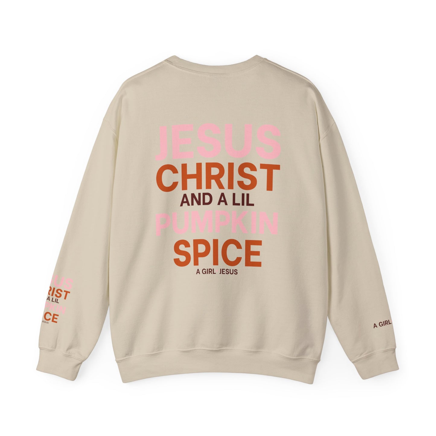 Jesus & Pumpkin Spice Pink Crewneck