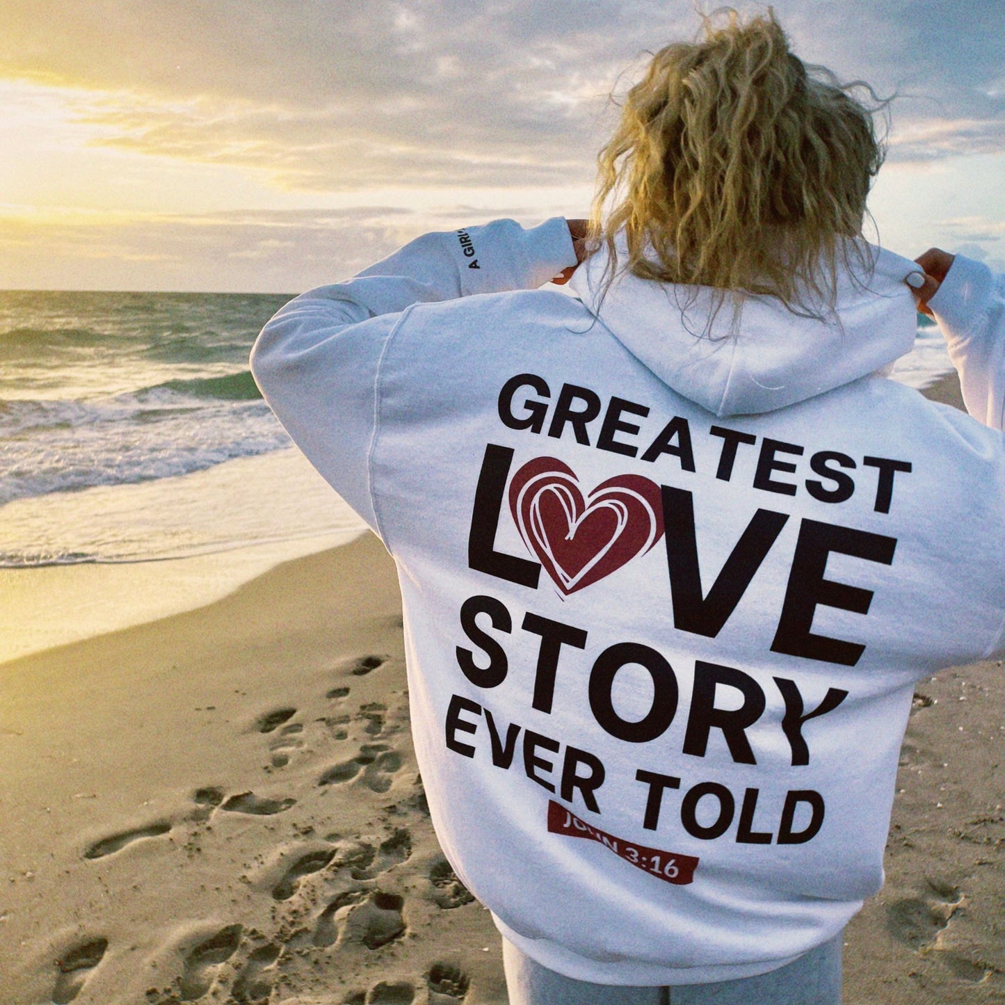 GWJ GREATEST LOVE STORY EVER TOLD WHITE HOODIE