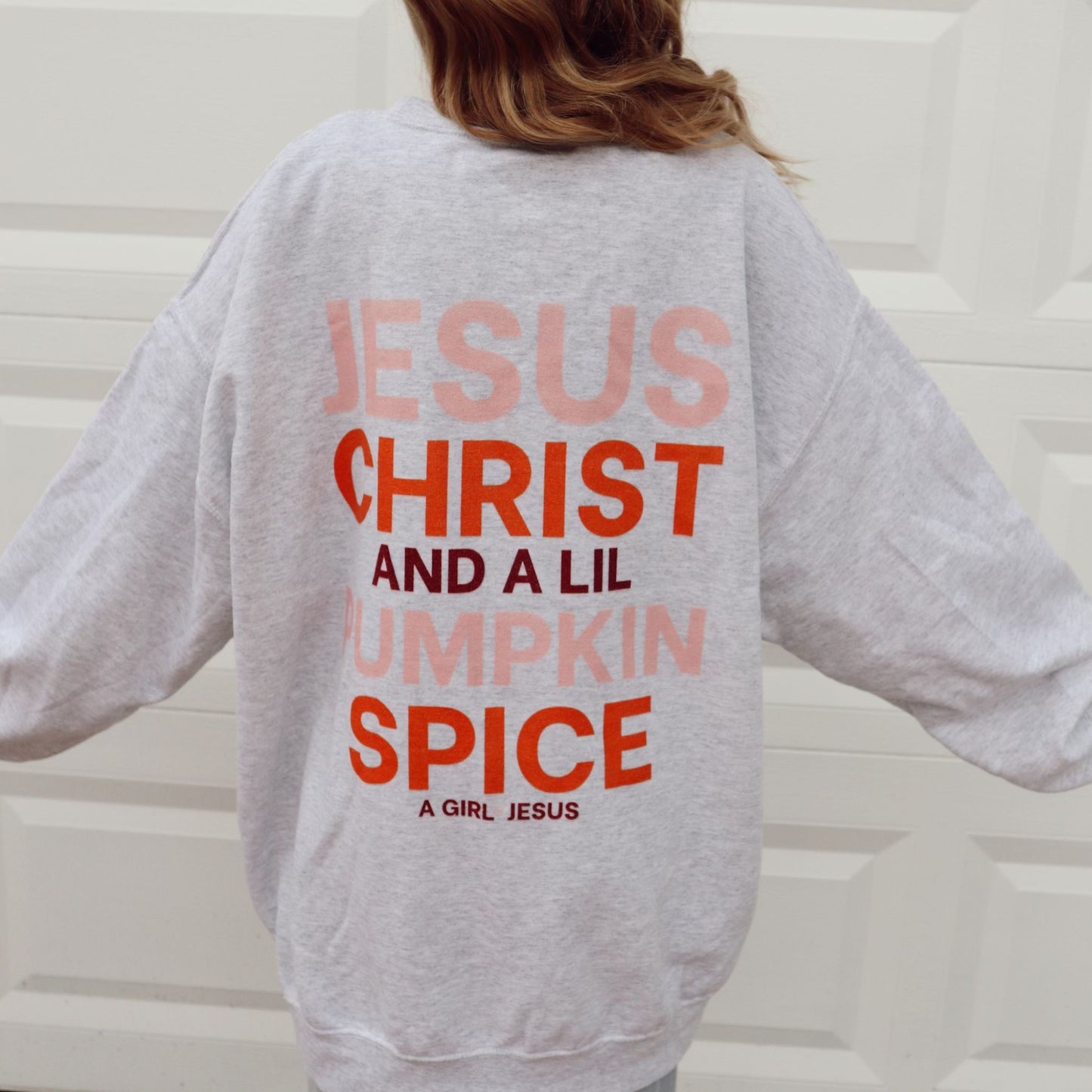 Jesus & Pumpkin Spice Pink Crewneck